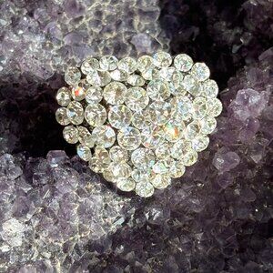 Stunning Heart Crystal Ring Size 7